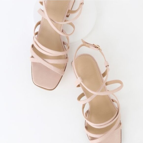 Vivi Nude Suede Strappy High Heel Sandals size 6.5 - Picture 10 of 10